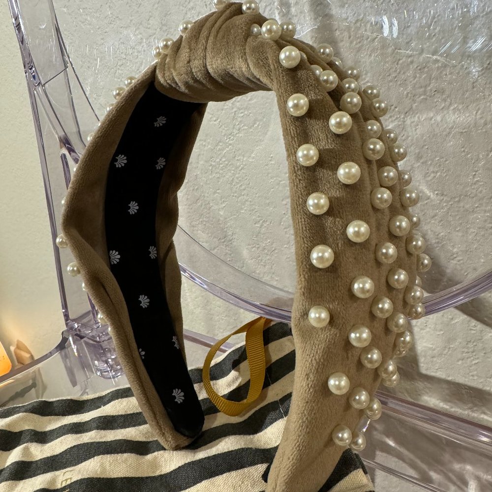 Lele Sadoughi Brown and Pearl Headband